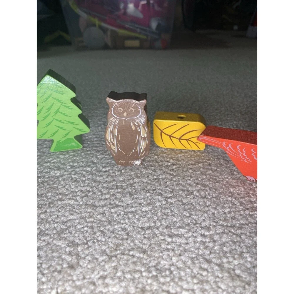 Woodland Forest Animal Wooden Lacing Toy Blocks 9pc Set Small